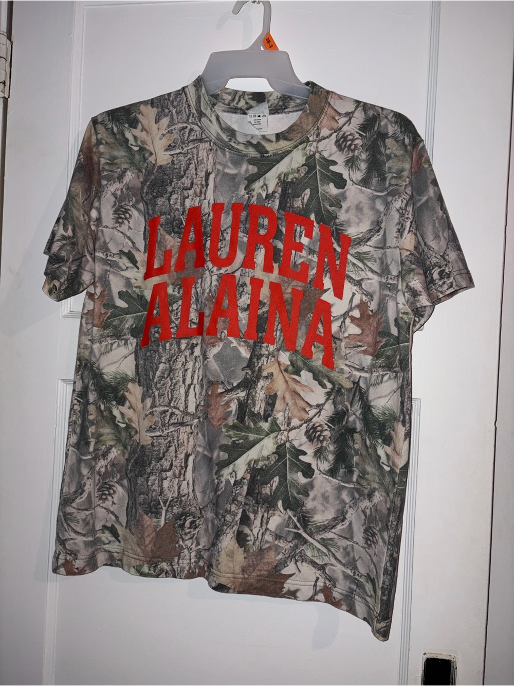 Lauren Alaina M Camo Graphic Tee - Green with Red Logo